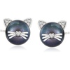 image:imageRossSimons 885mm Cultured Pearl Cat Earrings with Diamond Accents in Sterling Silver