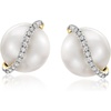 image:imageRossSimons 885mm Cultured Pearl Stud Earrings With Diamond Accents in 14kt Yellow Gold