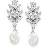 image:imageRossSimons 885mm Cultured Pearl and 330 ct tw CZ Drop Earrings in Sterling Silver