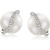 image:imageRossSimons 885mm Cultured Pearl and Diamond Swirl Earrings in Sterling Silver