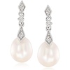 image:imageRossSimons 8mm Cultured Pearl and 10 ct tw Diamond Drop Earrings in 14kt White Gold