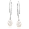 image:imageRossSimons 8x10mm Cultured Pearl and 38 ct tw CZ Drop Earrings in Sterling Silver