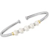 image:imageRossSimons Charles Garnier 665mm Cultured Pearl and 60 ct tw CZ Cuff Bracelet in Sterling Silver With 18kt Gold Over Sterling 75 inches