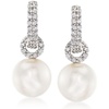 image:imageRossSimons Cultured Pearl and 50 ct tw CZ Hoop Drop Earrings in Sterling Silver