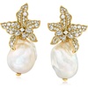 image:imageRossSimons Italian 1318mm Baroque Pearl and 180 ct tw CZ Flower Earrings in 18kt Gold Over Sterling