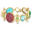 image:imageRossSimons Italian Tagliamonte Multicolored Venetian Glass and 1000 Carat Sky Blue Topaz Bracelet With Chrysoprase 1415mm Mabe Pearls and 665mm Cultured Pearls in 18kt Gold Over Sterling 75