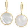 image:imageRossSimons MotherOfPearl and 10 ct tw White Topaz Circle Drop Earrings in 18kt Gold Over Sterling