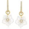 image:imageRossSimons MotherOfPearl and 77 ct tw White Topaz Removableflower Hoop Drop Earrings in 18kt Gold Over Sterling