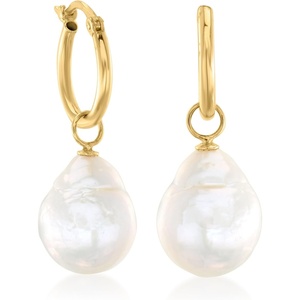image:imageRossSimons 12x10mm Cultured Baroque Pearl Hoop Drop Earrings in 14kt Yellow Gold