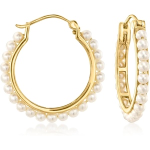image:imageRossSimons 335mm Cultured Pearl Hoop Earrings