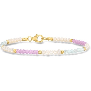 image:imageRossSimons 335mm Cultured Pearl and 470 ct tw Pastel MultiGemstone Bead Bracelet in 18kt Gold Over Sterling7 Inches