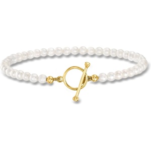 image:imageRossSimons 354mm Cultured Pearl CharmCompatible Toggle Bracelet in 18kt Gold Over Sterling70 Inches