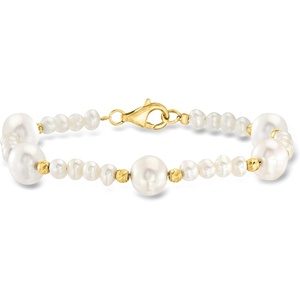 image:imageRossSimons 3585mm Cultured Pearl Station Bracelet in 18kt Gold Over Sterling7 Inches