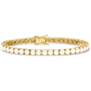 image:imageRossSimons 4mm Cultured Pearl Tennis Bracelet in 18kt Gold Over Sterling70 Inches