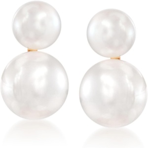image:imageRossSimons 575mm Cultured Akoya Pearl Double Drop Earrings in 14kt Yellow Gold