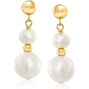 image:imageRossSimons 59mm Cultured Pearl Drop Earrings in 14kt Yellow Gold