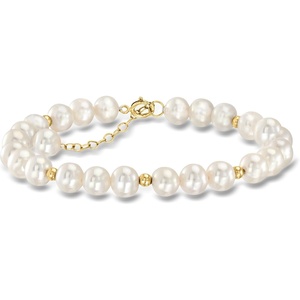 image:imageRossSimons 657mm Cultured Pearl and 14kt Yellow Gold Bead Station Bracelet 7 inches