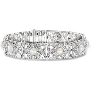 image:imageRossSimons 665mm Cultured Pearl and 100 ct tw Diamond Bracelet in Sterling Silver7 Inches