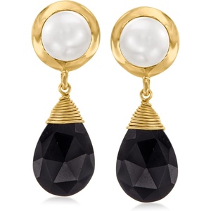 image:imageRossSimons 758mm Cultured Pearl and Gemstone Drop Earrings in 18kt Gold Over Sterling