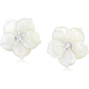 image:imageRossSimons Italian MotherOfPearl and 40 ct tw CZ Flower Earrings in Sterling Silver
