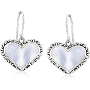 image:imageRossSimons MotherOfPearl BaliStyle Heart Drop Earrings in Sterling Silver