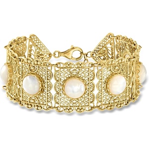 image:imageRossSimons MotherOfPearl Filigree Panel Bracelet in 18kt Gold Over Sterling 7 inches
