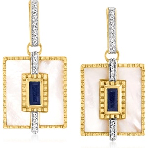 image:imageRossSimons MotherOfPearl and 130 ct tw Sapphire Drop Earrings With 20 ct tw White Topaz in 18kt Gold Over Sterling