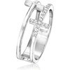 image:imagePure Collection by RossSimons 010 ct tw Diamond 2Row Cross Ring in Sterling SilverDiamond