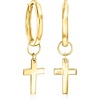 image:imagePure Collection by RossSimons Italian 14kt Yellow Gold Cross Hoop Charms01 Inches