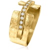 image:imageRossSimons 015 ct tw Diamond Hammered Ring in 18kt Gold Over SterlingDiamond