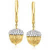 image:imageRossSimons 050 ct tw Diamond Acorn Hoop Drop Earrings in 18kt Gold Over Sterling
