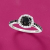 image:imageRossSimons 150 ct tw Black and White Diamond Halo Ring in Sterling SilverDiamond