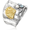 image:imageRossSimons 273mm Cultured Pearl and 10 ct tw Swiss Blue Topaz Seashell Ring in Sterling Silver and 18kt Gold Over Sterling
