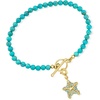 image:imageRossSimons 354mm Turquoise Bead CharmCompatible Toggle Bracelet in 18kt Gold Over SterlingStabilized Turquoise
