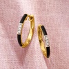 image:imageRossSimons Black Enamel and Diamond Hoop Earrings in 18kt Gold Over Sterling