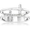 image:imagePure Collection by RossSimons 010 ct tw Diamond 2Row Cross Ring in Sterling SilverDiamond