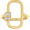 image:imageRossSimons 010 ct tw Tapered Baguette Diamond Oval CarabinerLink Ring in 18kt Gold Over SterlingDiamond