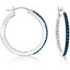 image:imageRossSimons 010 ct tw White and Blue Diamond InsideOutside Hoop Earrings in Sterling Silver