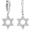 image:imageRossSimons 030 ct tw Diamond Star Of David Hoop Drop Earrings in Sterling Silver