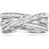 image:imageRossSimons 033 ct tw Round and Baguette Diamond Crisscross Ring in Sterling SilverDiamond