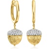 image:imageRossSimons 050 ct tw Diamond Acorn Hoop Drop Earrings in 18kt Gold Over Sterling
