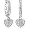image:imageRossSimons 050 ct tw Pave Diamond Heart Hoop Drop Earrings in Sterling Silver