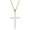 image:imageRossSimons 354mm Cultured Pearl Cross Pendant Necklace in 18kt Gold Over Sterling 18 inches