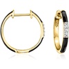 image:imageRossSimons Black Enamel and Diamond Hoop Earrings in 18kt Gold Over Sterling