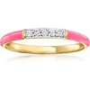 image:imageRossSimons Pink Enamel Ring With Diamonds in 18kt Gold Over SterlingDiamond