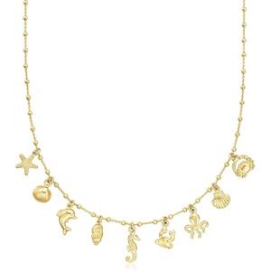 image:imagePure Collection by RossSimons Italian 18kt Gold Over Sterling Sea Life Charm Necklace 16 inches