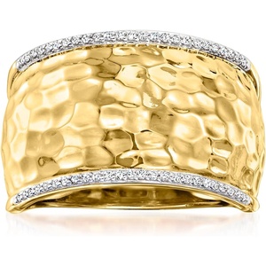 image:imageRossSimons 010 ct tw Diamond Hammered Ring in 18kt Gold Over SterlingDiamond