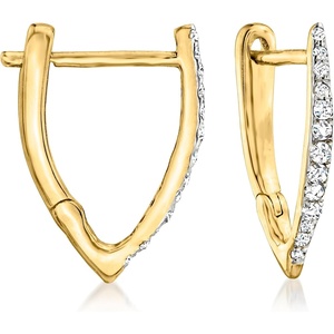 image:imageRossSimons 010 ct tw Diamond Huggie Hoop Earrings in 18kt Gold Over Sterling