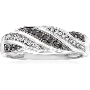 image:imageRossSimons 015 ct tw Black and White Diamond Twisted Ring in Sterling SilverDiamond