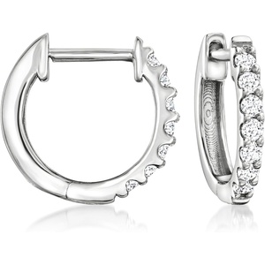 image:imageRossSimons 015 ct tw LabGrown Diamond Hoop Earrings in Sterling Silver